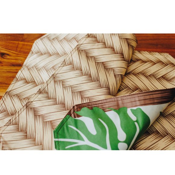 Hawaiian Tropical print fabric table mat, green and white NWT - Picture 4 of 5